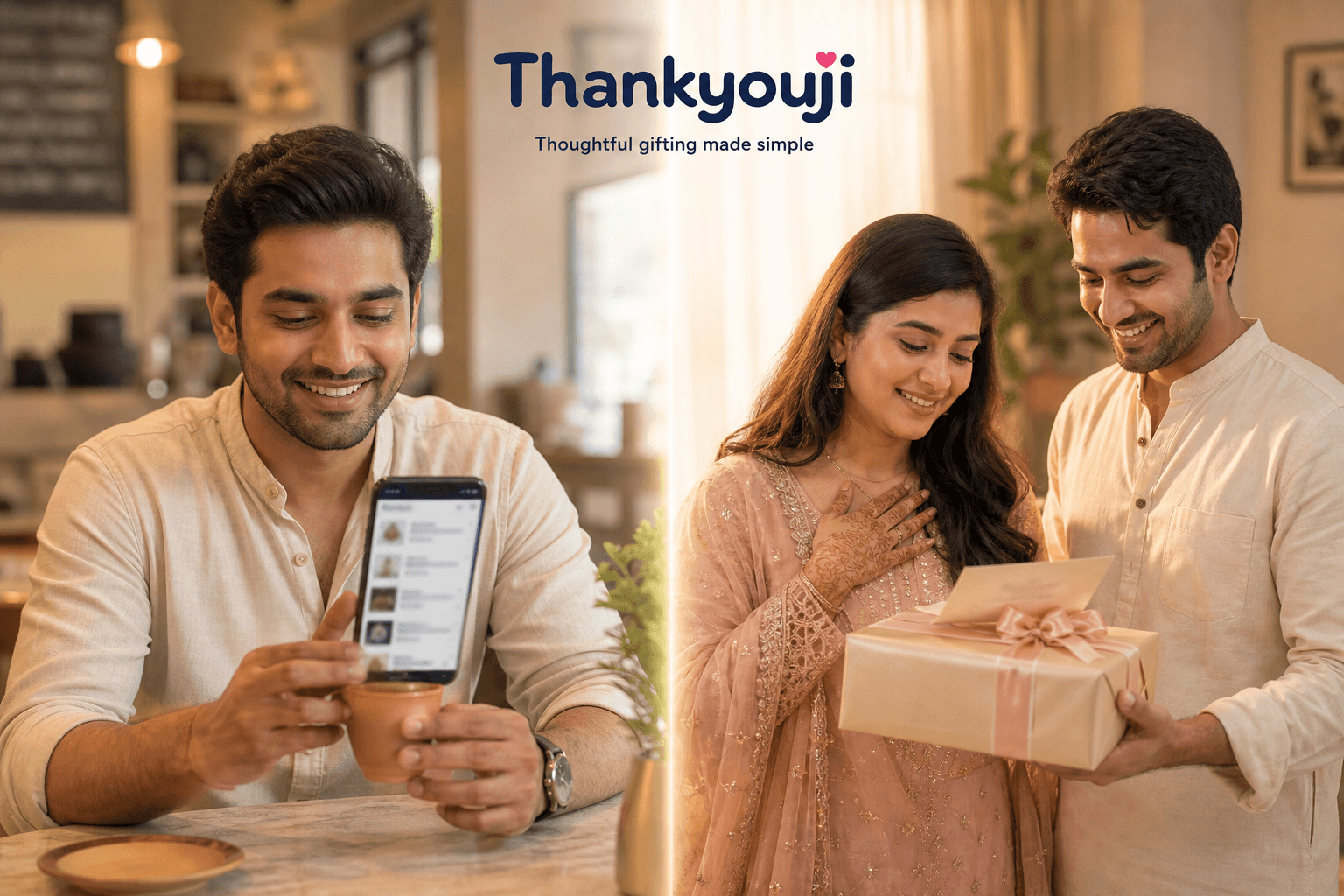 Host and guest both smiling — a gift well chosen and well received