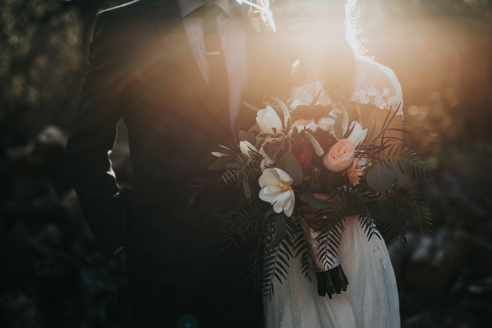 A couple at a wedding ceremony